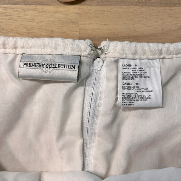 Vintage Linen Pale Pink Midi Skirt with Ruffle Hem + Adjustable Waist - Picture 5 of 6